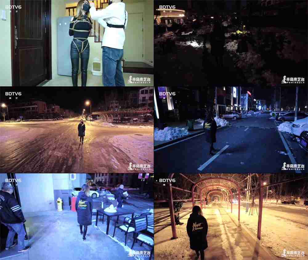 【半岛束艺】雪地丽影：鹿野大衣内绑堵嘴全副武装夜游[夸克]-HD绳艺资源网