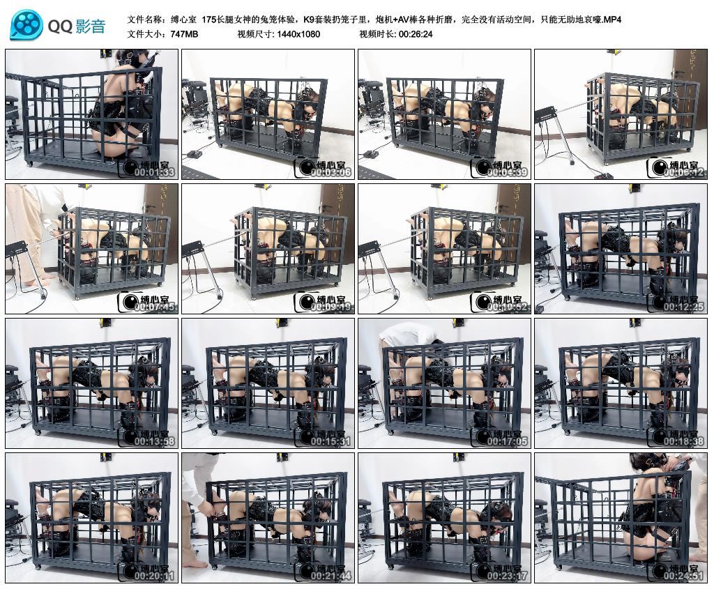 缚心室 175长腿女神的兔笼体验，K9套装扔笼子里，炮机+AV棒各种折磨，完全没有活…-HD绳艺资源网