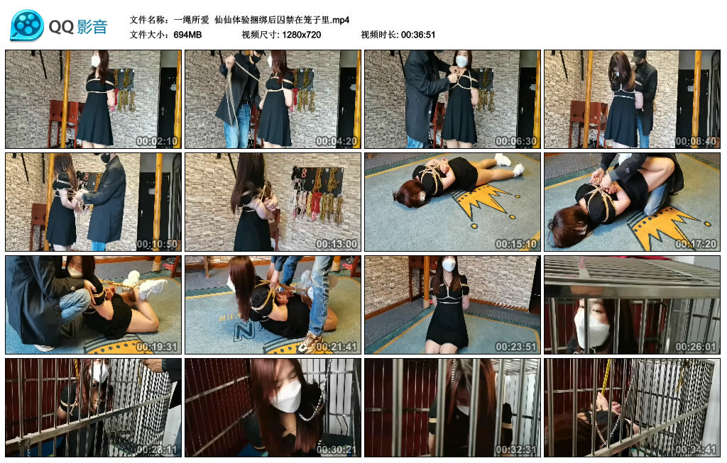 【一绳所爱】仙仙体验捆绑后囚禁在笼子里-HD绳艺资源网
